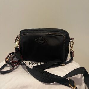 MZ Wallace Small Grammarcy Black Crossbody Bag with Gold Accents